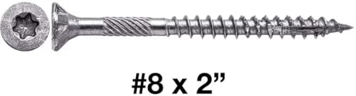 Jake Sales #8 x 2 Silver Star Stainless Steel Wood Screw Torx/Star Drive Head - Grade 305 Stainless Steel Torx/Star Drive Wood Screws - CASE Qty 42 Boxes 6,426 Screws
