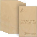 Baltic Birch Plywood 3 mm, 1/8 Inch Craft Wood, B/BB Grade, Stronger Than Basswood Sheets or Balsa Wood, Perfect for Laser, CNC Cutting, Wood Burning, by Woodpeckers (8, 24" x 40")