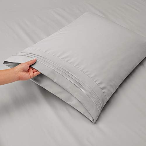 Hearth & Harbor RV Short Queen Size Sheets - 4 Piece Bed Sheet Set, Hotel Luxury Double Brushed Bed Sheets - Extra Soft Bedding Sheets & Pillowcases, Short Queen, Silver Grey
