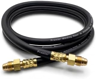 10 ft Argon Inert Gas Welding Hose – 5/8" UNF-18RH Fittings Both Ends – Flexible Rubber Flow Hose for Argon, CO2 and Helium MIG TIG Welding