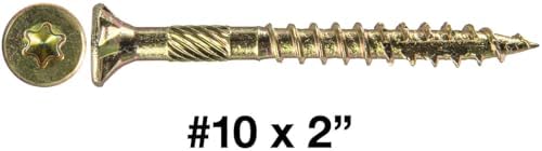 Jake Sales #10 X 2 Gold Star Wood Screw Torx/Star Drive Flat Head - Multipurpose Torx/Star Drive Wood Screws - CASE Qty 42 Boxes 4,116 Screws