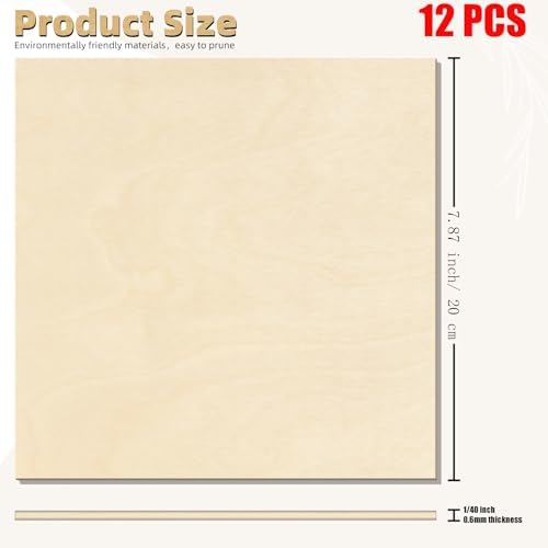GSCIT Club 12 PCS Birch Wood Veneer, 8 inch x 8 inch Wood Edge Banding Pre-glued Flexible, Veneer Tape Banding for Cabinet Repair Furniture Restoration