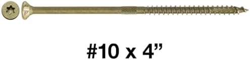 Jake Sales #10 x 4 Bronze Coated Multipurpose Wood Screw Torx/Star Drive Flat Head (1 Pound - 48 Approx. Screw Count) Exterior Coated - ACQ Compatible Wood Screws