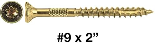 Jake Sales #9 x 2 Gold Star Wood Screw Torx/Star Drive Flat Head