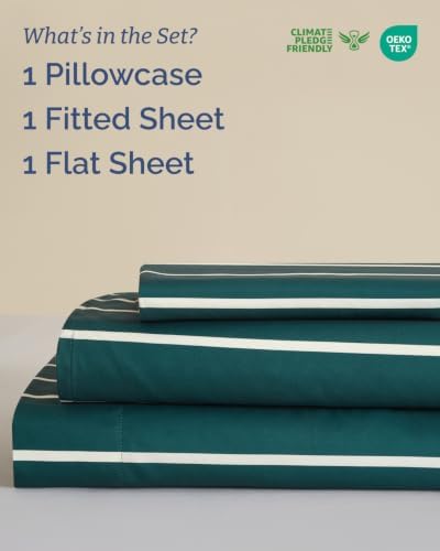 Christmas Sheet Set, Pine Stripe, Holiday Xmas Bedding Set - Twin Size