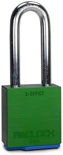PACLOCK's 3-Series Padlock, Standard Rekeyable (SR), 3/8" Diameter Hard. Stainless Steel Shackle, 2-1/2" Tall, Keyed Differently w/ 2 Keys, Green