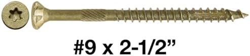 Jake Sales #9 x 2-1/2" Bronze Coated Multipurpose Wood Screw Torx/Star Drive Flat Head (1 Pound ~93 Screws) Exterior Coated - ACQ Compatible Wood Screws