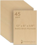 Baltic Birch Plywood, 3 mm 1/8 Craft Wood, B/BB Grade Baltic Birch Sheets, Stronger Than Basswood Sheets, Perfect for Laser, CNC Cutting and Wood Burning, by Woodpeckers (45, 12" x 8", 1/8" Thick)