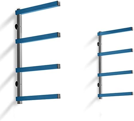 ROCKLER 4-Tier Lumber Rack, Wall Mounted Shop, Basement, Garage Organizer | Wall Storage Shelf for Lumber, Molding & More - Workshop Organizer Holds up to 110 lbs