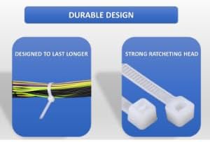 Kable Kontrol Cable Zip Ties Natural White 1000 Pcs 8 Inch, 50 Lbs Tensile Strength, Self-locking Natural Nylon Clear Plastic Wire Ties wraps for Indoor or Outdoor Use