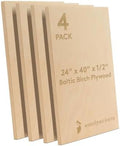 Baltic Birch Plywood 24 x 40 x 1/2 Inch - 12 mm Craft Wood, Pack of 4 B/BB Grade, Stronger Than Basswood Sheets or Balsa Wood, Perfect for Laser, CNC Cutting, Wood Shelves, by Woodpeckers