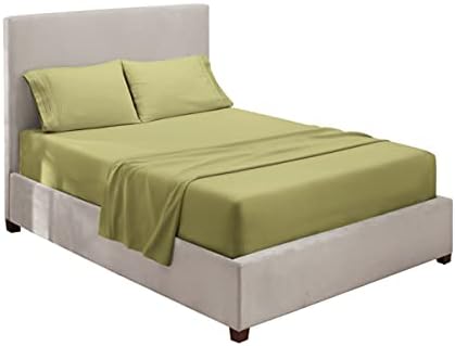 Hearth & Harbor Twin Size Sheets - 3 Piece Bed Sheet Set, Hotel Luxury Double Brushed Bed Sheets - Extra Soft Bedding Sheets & Pillowcases, Twin, Sage