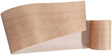 Cherry Wood Veneer Sheet,Flat Cut,8.5''x 98'',Iron On Stick Veneer Roll Without Paper,Pre-glued Hot Melt Self Adhesive Cherry Tape for Cabinet Furniture Plywood Laminate Speaker Renovation