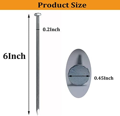 Metal Stakes, 6 Inch 80Pcs Galvanized Landscape Spikes,Garden Nails for Turf,Weed Barriers,Tent and More (80, 6 in)