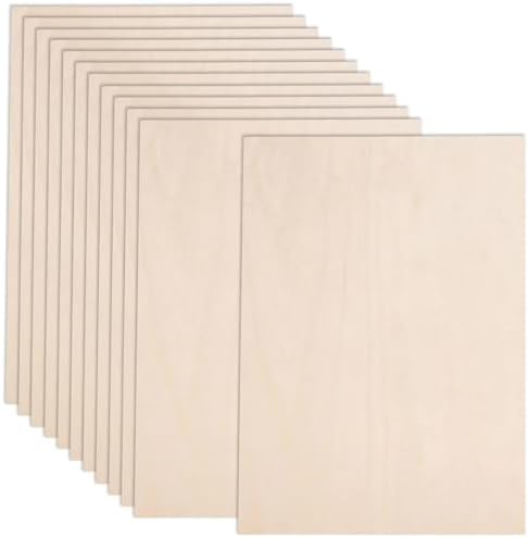 AWIZOM 12 Pack Basswood Sheets for Crafts-12 x 8 x 1/8 Inch- 3mm Thick Plywood Sheets with Smooth Surfaces-Unfinished Wood Boards for Laser Cutting, Wood Burning, Architectural Models, Staining