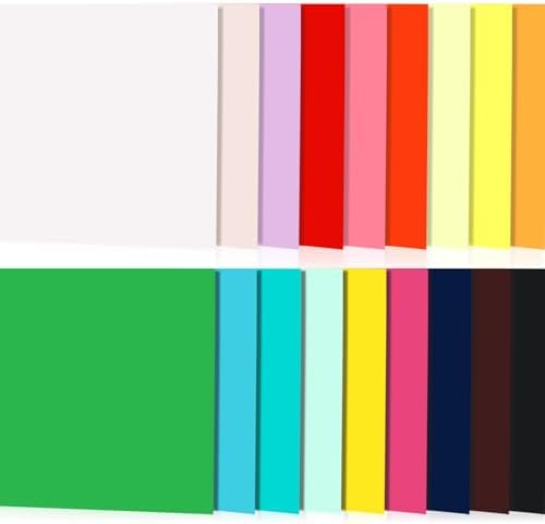 Geelin 18 Pcs 12 x 12 Inches Double-Sided Colored Plywood Sheets 1/8 Thin Craft Wood for Laser Cutting Engraving DIY Crafts Architectural Models Making (Multicolor)