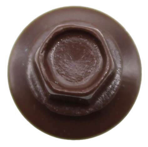 10 x 1-1/2" Brown Metal Roofing Screws - Hex Washer Head- Self-Starting/Tapping - EPDM Washer. 1 x 250 Count Bag - 250 Screws