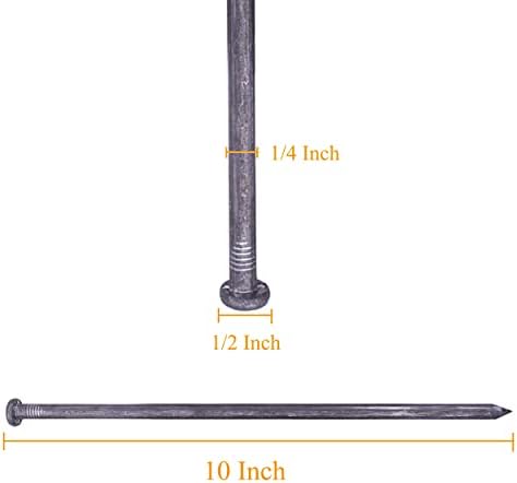 WOWCASE 10 Inch Metal Edging Spikes, 50 Pcs Heavy Duty Solid Metal Landscaping Spike, Anchoring Spike Nails for Paver Edges, Weed Barrier, Artificial Turf Etc. (50)