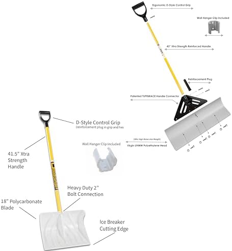 Winter Warrior Combo: THE SNOWPLOW® 28" Original Snow Pusher + Snow Dominator Scoop Shovel
