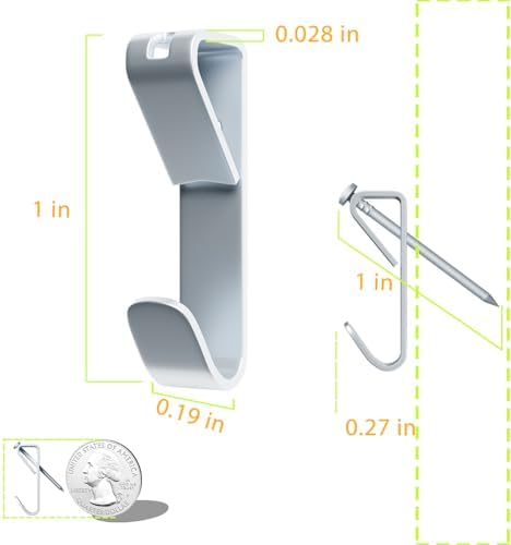 Picture Hangers, Extra Thick, 30 lb, for Decorative Drywall & Plaster Walls - Small Nails for Painting, Frame Hooks to Hang for Hanging, 50 pcs, Silver