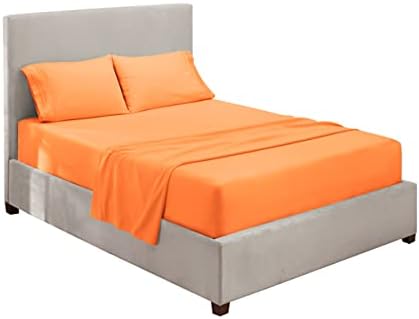 Hearth & Harbor Queen Size Sheets - 4 Piece Bed Sheet Set, Hotel Luxury Double Brushed Bed Sheets - Extra Soft Bedding Sheets & Pillowcases, Queen, Apricot Orange