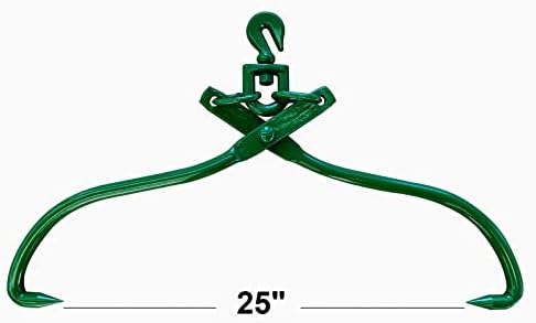 Timber Claw Hook, 25 in - Swivel Log Lifting Tongs Heavy Duty Grapple Timber Claw, Lumber Skidding Tongs Logging Grabber 25" Jaw Opening