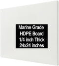 White HDPE Sheet 24x24 (6mm) 1/4" Thick, Marine Board HDPE Plastic Board, Waterproof UV Resistant Panel for Boat Board, Workbench Top, DIY Projects, Outdoor Use, Garage Liner and Utility Pad