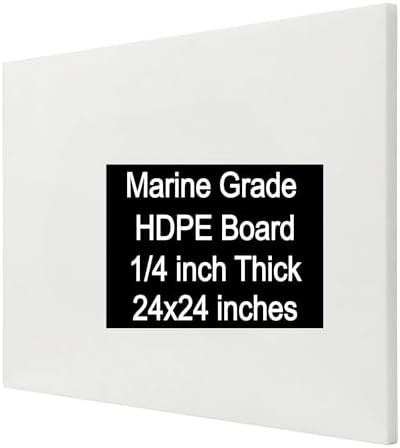 White HDPE Sheet 24x24 (6mm) 1/4" Thick, Marine Board HDPE Plastic Board, Waterproof UV Resistant Panel for Boat Board, Workbench Top, DIY Projects, Outdoor Use, Garage Liner and Utility Pad