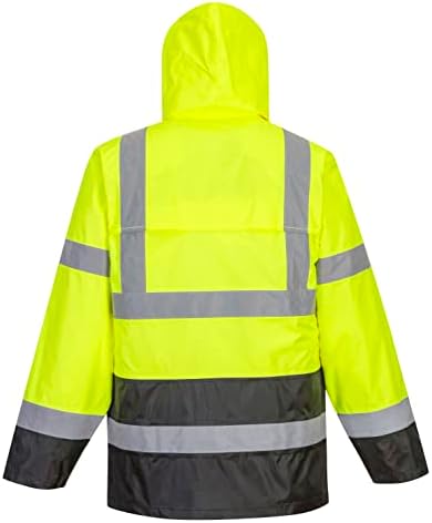 Portwest UH443 Classic Waterproof Rain Jacket in Reflective Contrast Hivis ANSI, XXL