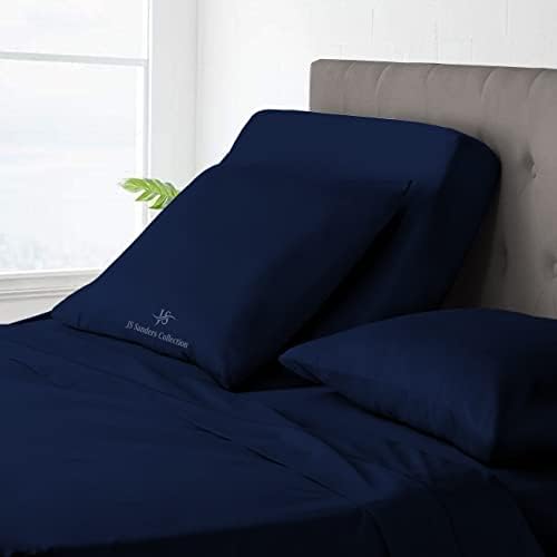 JS Sanders Collection Split Head Sheet Set Cal. King Size,Navy Blue