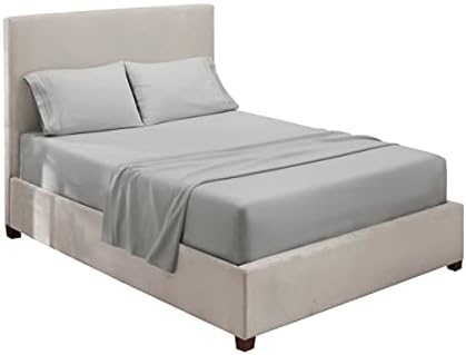Hearth & Harbor Queen Size Sheets - 4 Piece Bed Sheet Set, Hotel Luxury Double Brushed Bed Sheets - Extra Soft Bedding Sheets & Pillowcases, Queen, Silver Grey