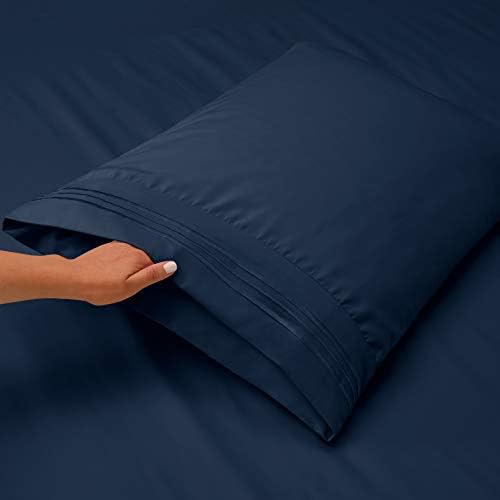 Hearth & Harbor King Size Sheets - 4 Piece Bed Sheet Set, Hotel Luxury Double Brushed Bed Sheets - Extra Soft Bedding Sheets & Pillowcases, King, Navy Blue