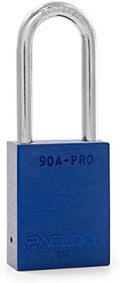 PACLOCK's 90A-PRO Padlock, 1/4" Diameter Hard. Steel Shackle, 2" Tall, High Performance 7-Pin Cylinder w/ 1 Key, Keyed Alike, Blue