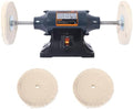 6-Inch Electric Polisher Benchtop Buffer Grinder 4PCs 80Ply Thic Buffing Wheels Benchtop Buffing Machine for Polishing Metal,Jewelry,Knives,Wood,Jade and Plastic (Gray, 6-Inch)