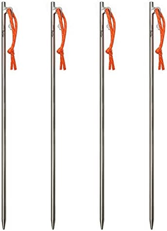 TiTo Titanium Tent Pegs Stakes Lightweight Snowfield Grassland Heavy Duty Tent Nails for Outdoor Camping Hiking and Plant Support Garden Stakes 4pcs/6pcs (8×400mm-4pcs)