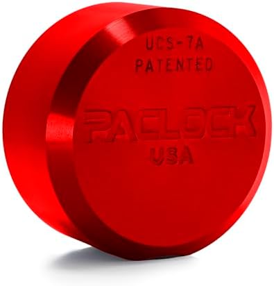 PACLOCK's 7-Series Flat Back Puck w/Tapped Holes, UCS, High Performance 6-Pin Cylinder, Keyed Differently w/ 2 Keys, Red