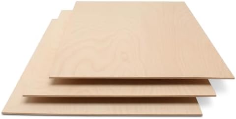 3 mm Baltic Birch Plywood 1/8 x 12 x 16 Inch, Box of 20 B/BB Grade Craft Wood, Stronger Than Basswood Sheets, for Laser, CNC Cutting and Wood Burning, by Woodpeckers