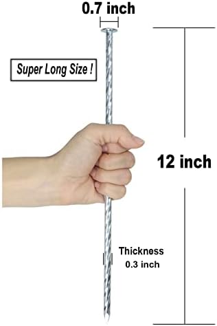 12 Inch Galvanized Landscape Stakes Metal Landscape Edging Anchoring Spikes, Landscape Anchoring Stake for Artificial Turf, Paver Edging, Weed Barrier, Tent, Camping, Carpentry (50)