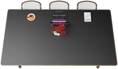 CENNBIE HUGE220 86.6" x 47" Black Leather Desk Mat for Conference Table, Dining Table, Work Table, Banquet Tables, Library Table