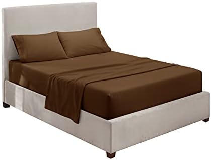Hearth & Harbor Full XL Size Sheets - 4 Piece Bed Sheet Set, Hotel Luxury Double Brushed Bed Sheets - Extra Soft Bedding Sheets & Pillowcases, Full XL, Brown