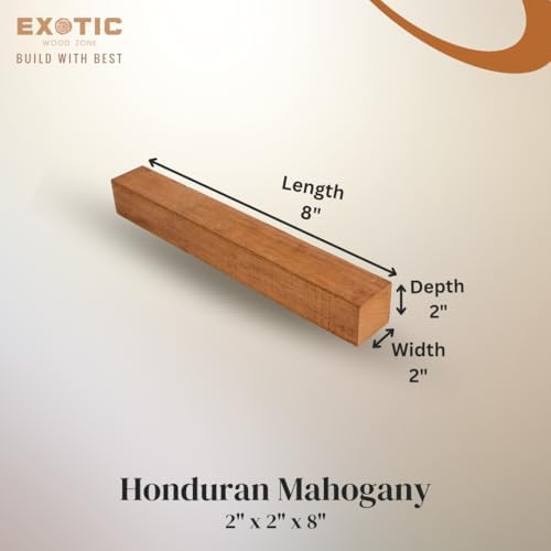 Exotic Wood Zone Mahogany Turning Wood Blanks (4 pcs) - Kiln-Dried Exotic Wood and Raw Lumber for Sustainable Woodworking, Woodcraft, and Lathe Projects (2" x 2" x 8")