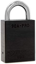 PACLOCK's 90A-PRO Padlock, 1/4" Diameter Hard. Steel Shackle, 3/4" Tall, High Performance 7-Pin Cylinder w/ 1 Key, Keyed Alike, Black