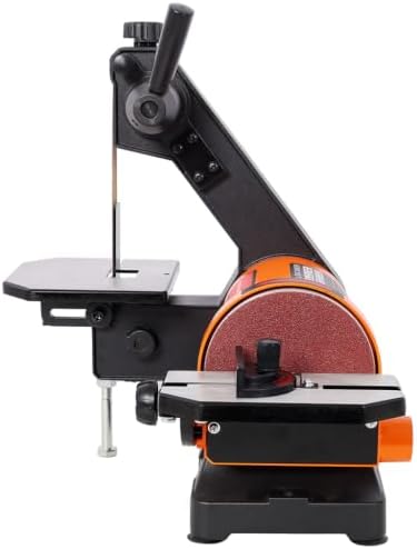 1 x 30 Inch Belt Disc Sander Combo, Benchtop Belt Sander with 5 Inch Disc, 0-45° Adjustable Cast Aluminum Worktables, Quick Belt Change, Dual Dust Ports & Miter Gauge for Woodworking
