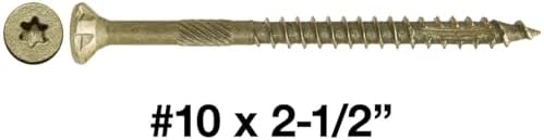 10 x 2-1/2" Bronze Coated Multipurpose Exterior Coated - ACQ Compatible Wood Screw Torx/Star Drive Flat Head - 5 Pound CASE 3,465 Screws