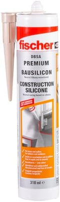 Fischer Bausilicon DBSA, Low-Odour Premium Silicone, Weatherproof Sealant for Indoor and Outdoor Use, Cartridge for Numerous Applications and Building Materials, 310 ml, Brown