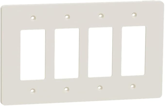 Square D by Schneider Electric X Series Wall Plate for Outlet and Light Switch, Mid Size Plus 4 Gang, Matte Light Almond