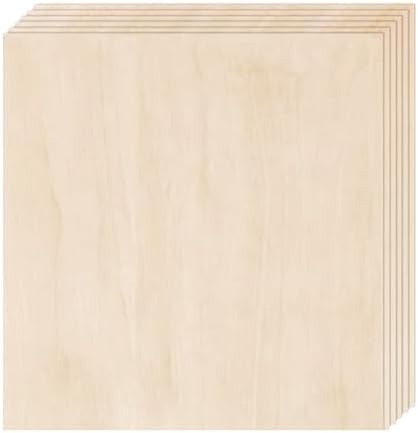 Basswood Sheets 6 Pack,12"x12"x1/16 Plywood Sheets,1.5mm Basswood for Laser Cutting,Laser Engraving Blanks,Drawing & Painting,Thin Natural Unfinished Wood for Crafts,Wood Burning,Scroll Saw Cutting