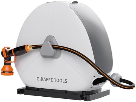 Giraffe Tools Ground-Mounted Retractable Garden Hose Reel,1/2" x 82FT