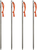 TiTo Titanium Tent Pegs Stakes Lightweight Snowfield Grassland Heavy Duty Tent Nails for Outdoor Camping Hiking and Plant Support Garden Stakes 4pcs/6pcs (8×350mm-4pcs)