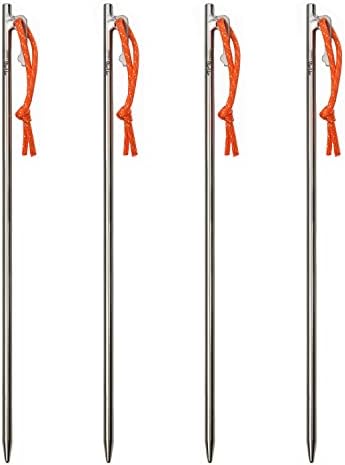 TiTo Titanium Tent Pegs Stakes Lightweight Snowfield Grassland Heavy Duty Tent Nails for Outdoor Camping Hiking and Plant Support Garden Stakes 4pcs/6pcs (8×350mm-4pcs)